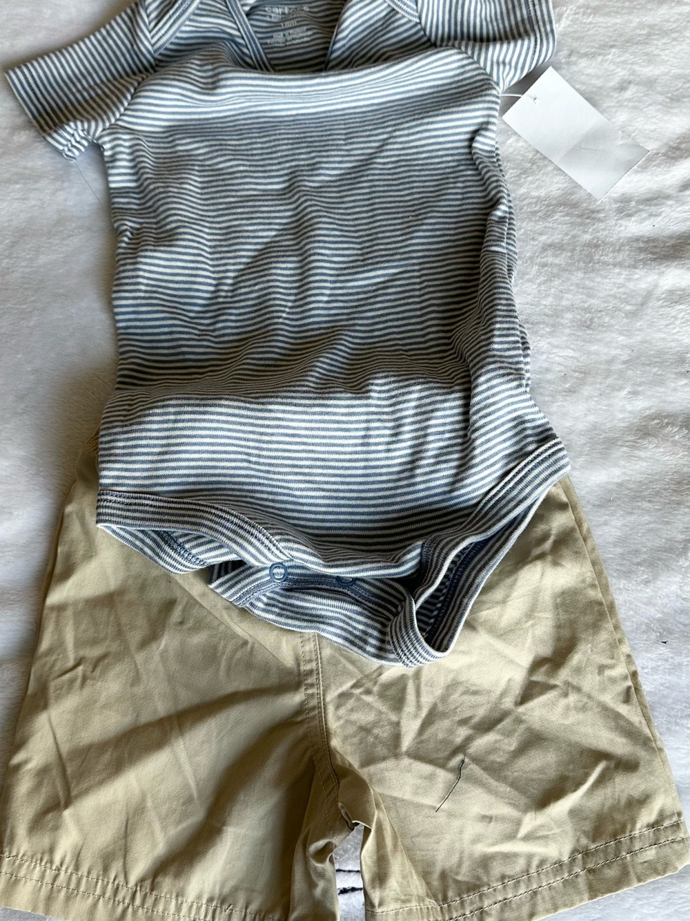 Carter's Navy and Cream Striped Knit Onesie